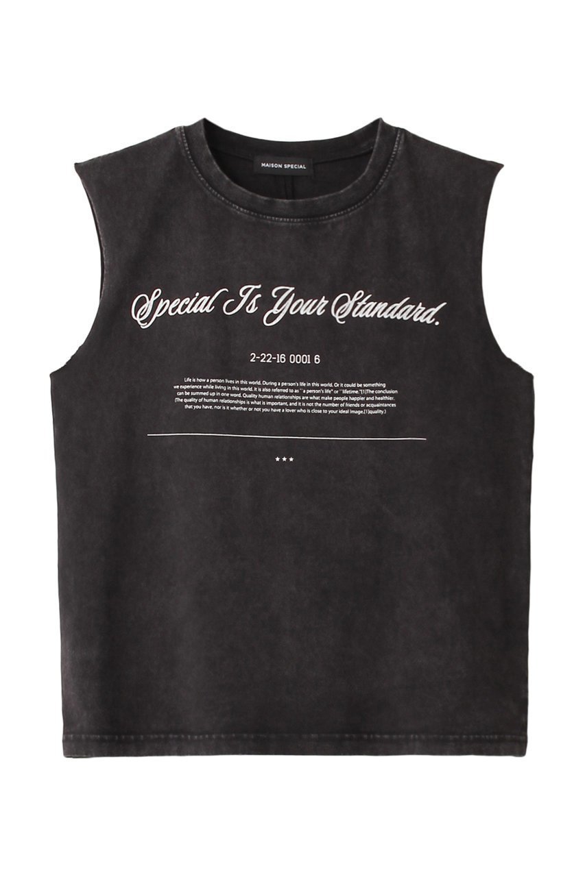 【メゾンスペシャル/MAISON SPECIAL】のSlogan Tank Top/スローガンタンクトップ インテリア・キッズ・メンズ・レディースファッション・服の通販 founy(ファニー) 　ファッション　Fashion　レディースファッション　Fashion for Women　トップス・カットソー　Cut & Sew Tops　キャミソール&ノースリーブ　Camisoles & Sleeveless Tops　シャツ・ブラウス・オフィスカジュアル　Elegant Blouses & Button-Ups　ロングTシャツ・Tシャツ　Longline T-Shirts & Tees　カットソー・ベーシックTシャツ　Cut-and-Sewn Tops / Stretch Tees & Basics　インナー　Innerwear　キャミソール　Camisole, Spaghetti Strap Top　スペシャル　Special, Limited Edition　タンク　Tank Top, Sleeveless Top　プリント　Print, Printed Pattern　夏　Summer　BLK(ブラック)|ID: prp329100003964903 ipo3291000000036665842