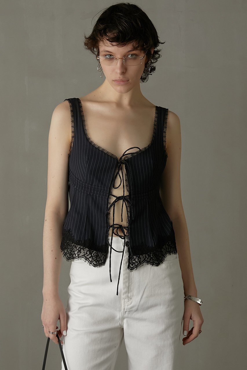 【プランク プロジェクト/PRANK PROJECT】のトリムレースビスチェ / Trim Lace Bustier 人気、トレンドファッション・服の通販 founy(ファニー) 　ファッション　Fashion　レディースファッション　WOMEN　トップス・カットソー　Tops/Tshirt　キャミソール / ノースリーブ　No Sleeves　シャツ/ブラウス　Shirts/Blouses　ビスチェ　Bustier　おすすめ　Recommend　ストライプ　Stripe　チェック　Check　ノースリーブ　No Sleeve　ビスチェ　Bustier　ミックス　Mix　リボン　Ribbon　レース　Race　other-3|ID: prp329100003964915 ipo3291000000031455953