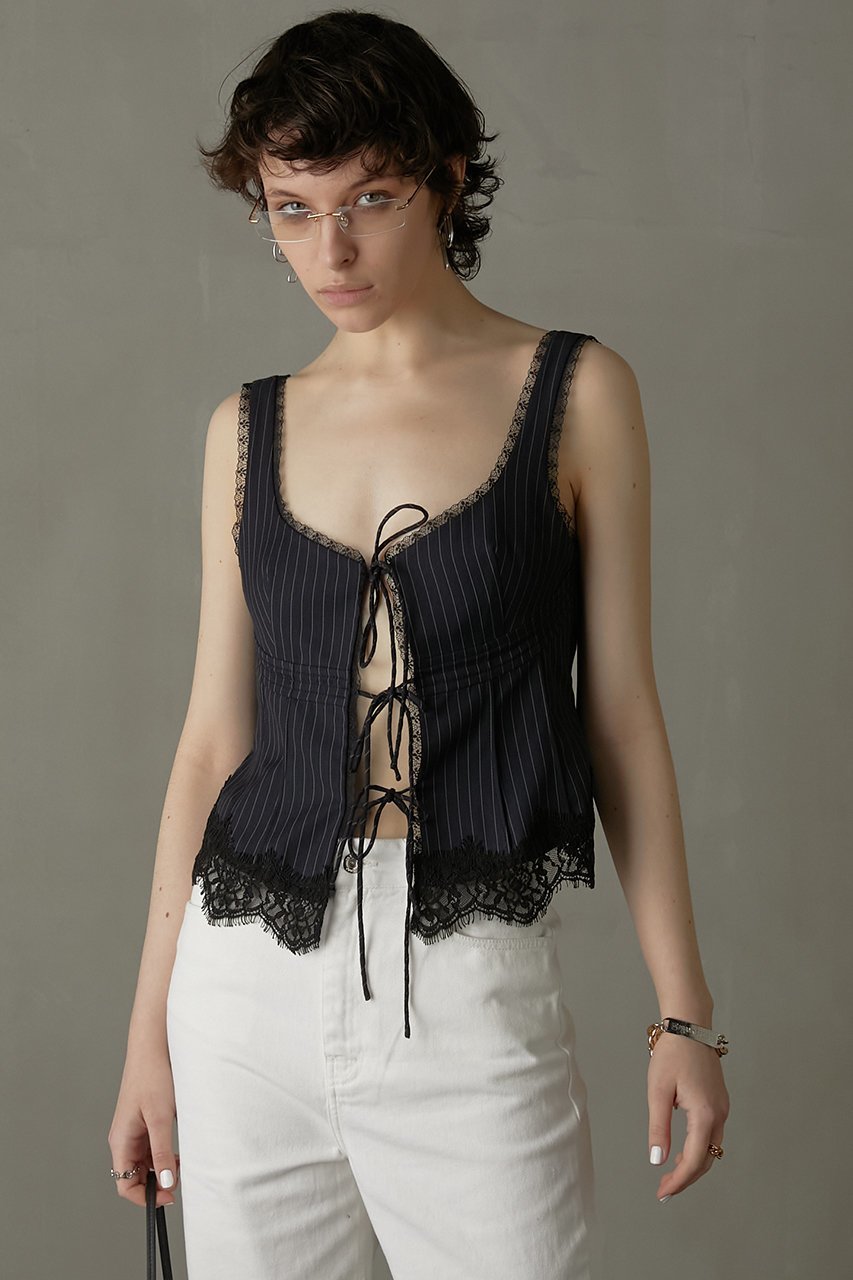 【プランク プロジェクト/PRANK PROJECT】のトリムレースビスチェ / Trim Lace Bustier 人気、トレンドファッション・服の通販 founy(ファニー) 　ファッション　Fashion　レディースファッション　WOMEN　トップス・カットソー　Tops/Tshirt　キャミソール / ノースリーブ　No Sleeves　シャツ/ブラウス　Shirts/Blouses　ビスチェ　Bustier　おすすめ　Recommend　ストライプ　Stripe　チェック　Check　ノースリーブ　No Sleeve　ビスチェ　Bustier　ミックス　Mix　リボン　Ribbon　レース　Race　other-5|ID: prp329100003964915 ipo3291000000031455955