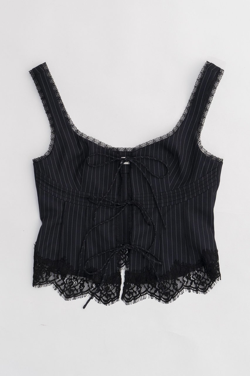 【プランク プロジェクト/PRANK PROJECT】のトリムレースビスチェ / Trim Lace Bustier インテリア・キッズ・メンズ・レディースファッション・服の通販 founy(ファニー) 　ファッション　Fashion　レディースファッション　Fashion for Women　トップス・カットソー　Cut & Sew Tops　キャミソール&ノースリーブ　Camisoles & Sleeveless Tops　シャツ・ブラウス・オフィスカジュアル　Elegant Blouses & Button-Ups　ビスチェ　Bustiers & Corset Tops / Layered Bustier Style　おすすめ　Recommended / Our Picks　ストライプ　Stripe, Striped Pattern　チェック　Check, Plaid, Tartan　ノースリーブ　Sleeveless, No-Sleeve　ビスチェ　Bustier, Corset Top　ミックス　Mix, Mixed Style　リボン　Ribbon, Bow　レース　Lace, Lace Fabric　NVY(ネイビー)|ID: prp329100003964915 ipo3291000000032908259