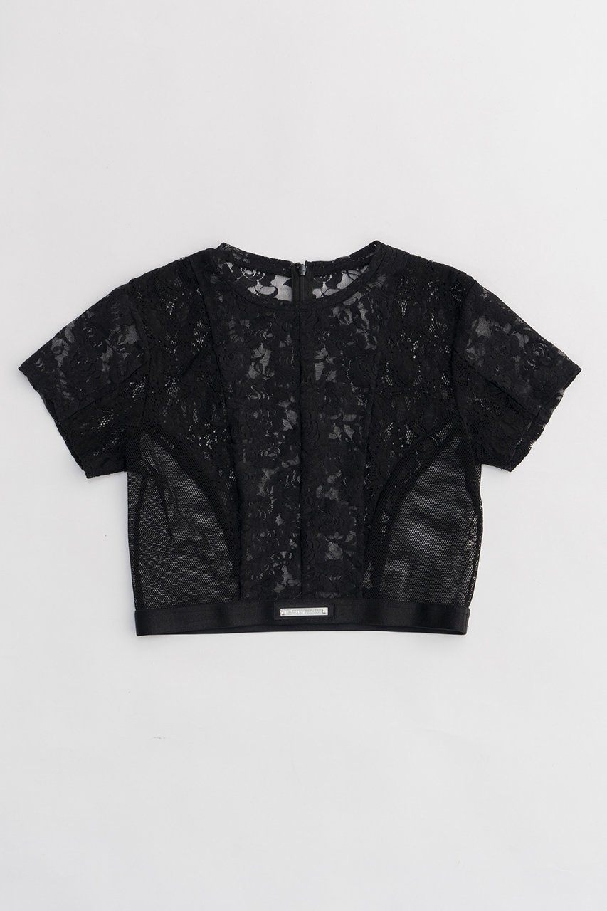 【プランク プロジェクト/PRANK PROJECT】のレースクロップドTEE / Lace Cropped Tee 大人の最旬トレンドファッション＆コーディネート founy(ファウニー) 　ファッション　Fashion　レディースファッション　Fashion for Women　トップス・カットソー　Cut & Sew Tops　シャツ・ブラウス・オフィスカジュアル　Elegant Blouses & Button-Ups　ロングTシャツ・Tシャツ　Longline T-Shirts & Tees　カットソー・ベーシックTシャツ　Cut-and-Sewn Tops / Stretch Tees & Basics　クロップド　Cropped, Short Length　コルセット　Corset, Bustier　ショート　Short, Short Length　ストレッチ　Stretch, Stretchy Fabric　スリーブ　Sleeve, Long Sleeve / Short Sleeve　バランス　Balance, Style Balance　ミックス　Mix, Mixed Style　レース　Lace, Lace Fabric　 other-1|ID: prp329100003964936 ipo3291000000036985353
