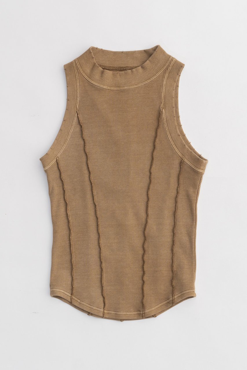 【プランク プロジェクト/PRANK PROJECT】のハイネックタンクトップ / High Neck Tank Top 人気、トレンドファッション・服の通販 founy(ファニー) 　ファッション　Fashion　レディースファッション　Fashion for Women　トップス・カットソー　Cut & Sew Tops　キャミソール&ノースリーブ　Camisoles & Sleeveless Tops　シャツ・ブラウス・オフィスカジュアル　Elegant Blouses & Button-Ups　ロングTシャツ・Tシャツ　Longline T-Shirts & Tees　カットソー・ベーシックTシャツ　Cut-and-Sewn Tops / Stretch Tees & Basics　キャミソール　Camisole, Spaghetti Strap Top　コルセット　Corset, Bustier　タンク　Tank Top, Sleeveless Top　ダメージ　Distressed, Destroyed　テレコ　Ribbed, Rib Stitch　ハイネック　High Neck, Mock Neck　フィット　Fit, Slim Fit　再入荷　Restock / Back in Stock　 other-1|ID: prp329100003964938 ipo3291000000032928315