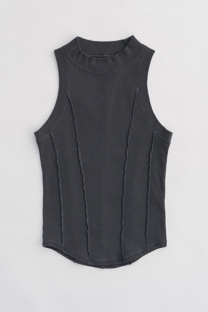 【プランク プロジェクト/PRANK PROJECT】のハイネックタンクトップ / High Neck Tank Top インテリア・キッズ・メンズ・レディースファッション・服の通販 founy(ファニー) 　ファッション　Fashion　レディースファッション　Fashion for Women　トップス・カットソー　Cut & Sew Tops　キャミソール&ノースリーブ　Camisoles & Sleeveless Tops　シャツ・ブラウス・オフィスカジュアル　Elegant Blouses & Button-Ups　ロングTシャツ・Tシャツ　Longline T-Shirts & Tees　カットソー・ベーシックTシャツ　Cut-and-Sewn Tops / Stretch Tees & Basics　キャミソール　Camisole, Spaghetti Strap Top　コルセット　Corset, Bustier　タンク　Tank Top, Sleeveless Top　ダメージ　Distressed, Destroyed　テレコ　Ribbed, Rib Stitch　ハイネック　High Neck, Mock Neck　フィット　Fit, Slim Fit　再入荷　Restock / Back in Stock　C.GRY(チャコールグレー)|ID: prp329100003964938 ipo3291000000032928335