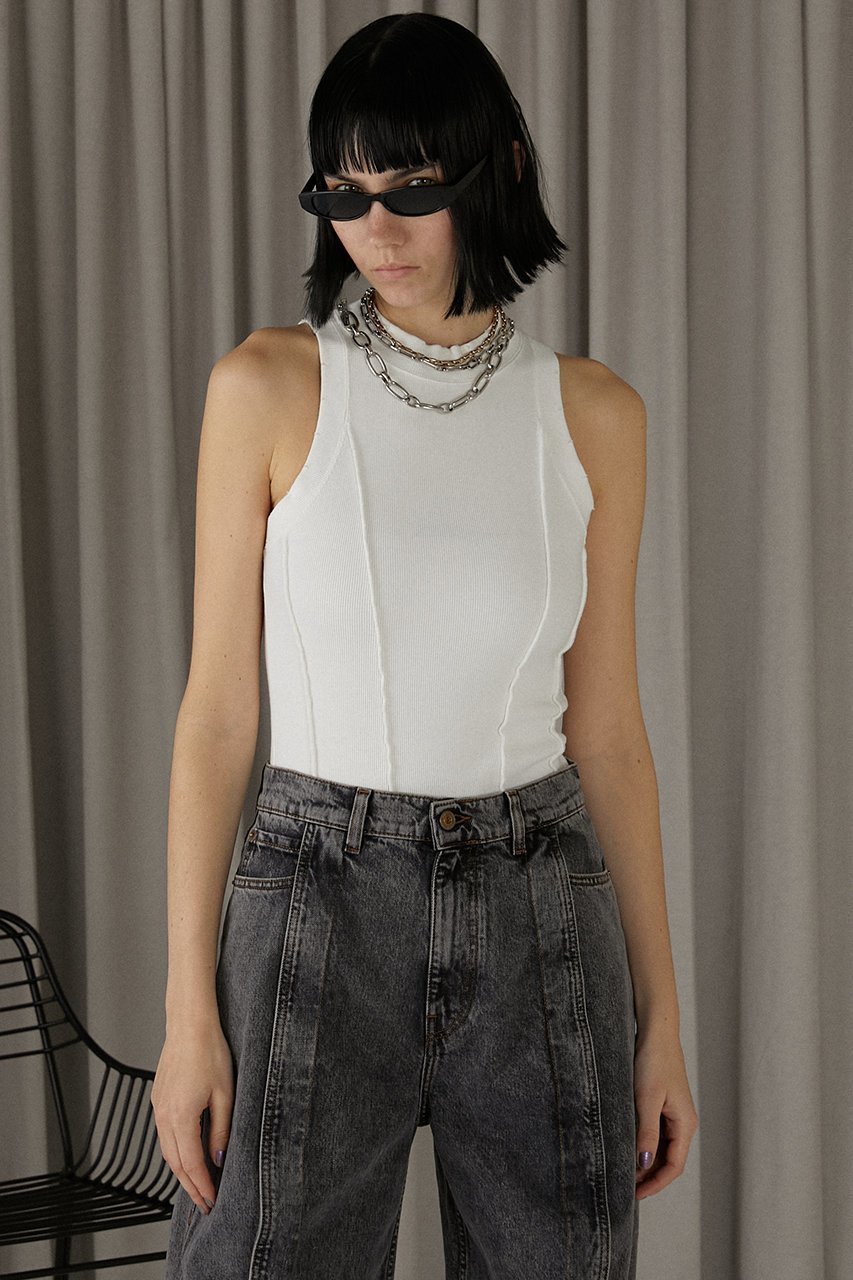 【プランク プロジェクト/PRANK PROJECT】のハイネックタンクトップ / High Neck Tank Top 人気、トレンドファッション・服の通販 founy(ファニー) 　ファッション　Fashion　レディースファッション　Fashion for Women　トップス・カットソー　Cut & Sew Tops　キャミソール&ノースリーブ　Camisoles & Sleeveless Tops　シャツ・ブラウス・オフィスカジュアル　Elegant Blouses & Button-Ups　ロングTシャツ・Tシャツ　Longline T-Shirts & Tees　カットソー・ベーシックTシャツ　Cut-and-Sewn Tops / Stretch Tees & Basics　キャミソール　Camisole, Spaghetti Strap Top　コルセット　Corset, Bustier　タンク　Tank Top, Sleeveless Top　ダメージ　Distressed, Destroyed　テレコ　Ribbed, Rib Stitch　ハイネック　High Neck, Mock Neck　フィット　Fit, Slim Fit　再入荷　Restock / Back in Stock　other-6|ID: prp329100003964938 ipo3291000000032928385