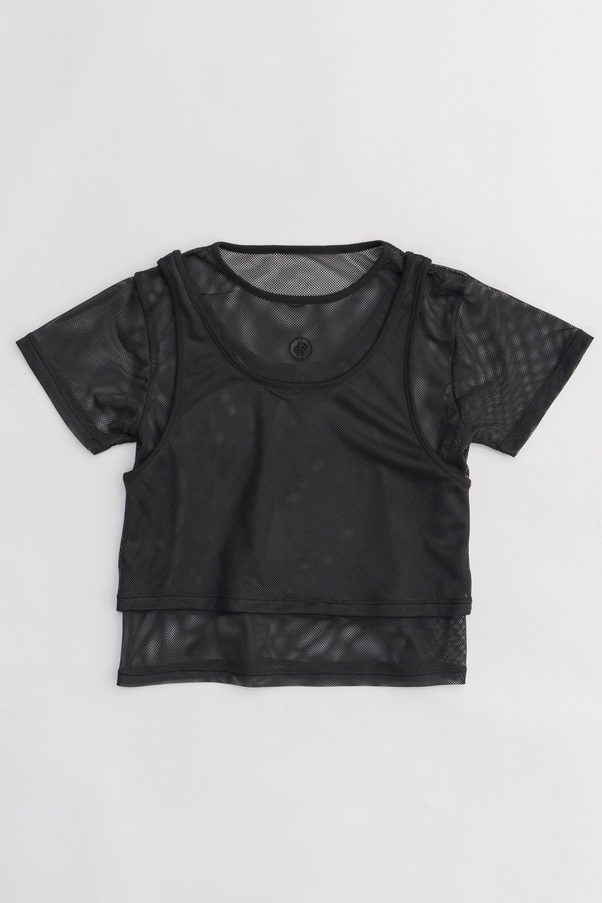 【プランク プロジェクト/PRANK PROJECT】のレイヤードメッシュトップ / Layered Mesh Top インテリア・キッズ・メンズ・レディースファッション・服の通販 founy(ファニー) 　ファッション　Fashion　レディースファッション　Fashion for Women　トップス・カットソー　Cut & Sew Tops　シャツ・ブラウス・オフィスカジュアル　Elegant Blouses & Button-Ups　ロングTシャツ・Tシャツ　Longline T-Shirts & Tees　カットソー・ベーシックTシャツ　Cut-and-Sewn Tops / Stretch Tees & Basics　おすすめ　Recommended / Our Picks　ショート　Short, Short Length　スリーブ　Sleeve, Long Sleeve / Short Sleeve　タンク　Tank Top, Sleeveless Top　ドッキング　Docking, Mixed Material　メッシュ　Mesh, Net Fabric　C.GRY(チャコールグレー)|ID: prp329100003964939 ipo3291000000032934739