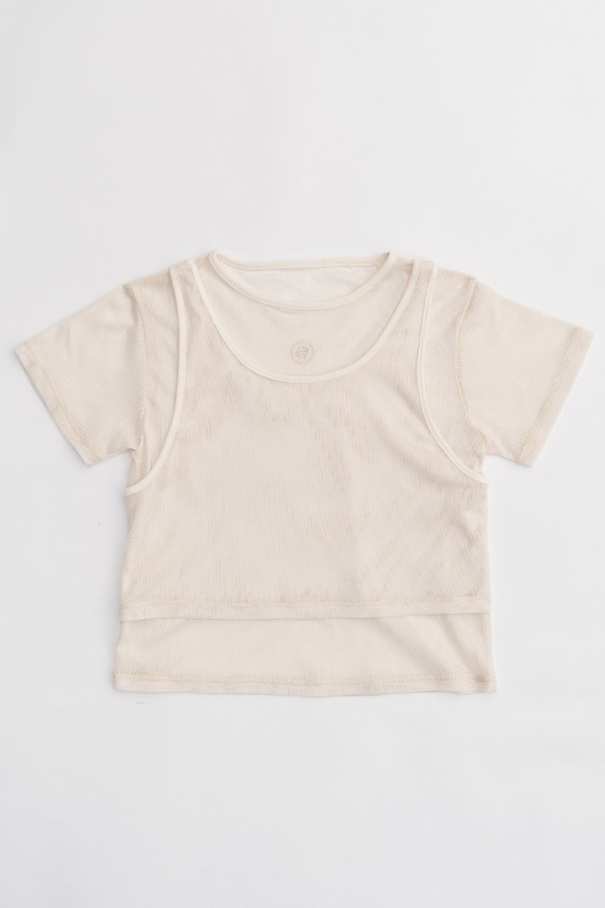 【プランク プロジェクト/PRANK PROJECT】のレイヤードメッシュトップ / Layered Mesh Top インテリア・キッズ・メンズ・レディースファッション・服の通販 founy(ファニー) 　ファッション　Fashion　レディースファッション　Fashion for Women　トップス・カットソー　Cut & Sew Tops　シャツ・ブラウス・オフィスカジュアル　Elegant Blouses & Button-Ups　ロングTシャツ・Tシャツ　Longline T-Shirts & Tees　カットソー・ベーシックTシャツ　Cut-and-Sewn Tops / Stretch Tees & Basics　おすすめ　Recommended / Our Picks　ショート　Short, Short Length　スリーブ　Sleeve, Long Sleeve / Short Sleeve　タンク　Tank Top, Sleeveless Top　ドッキング　Docking, Mixed Material　メッシュ　Mesh, Net Fabric　IVR(アイボリー)|ID: prp329100003964939 ipo3291000000032934742