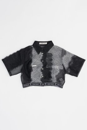 【プランク プロジェクト/PRANK PROJECT】のレーステープシャツ / Lace Tape Shirt 人気、トレンドファッション・服の通販 founy(ファニー) ファッション Fashion レディースファッション Fashion for Women トップス・カットソー Cut & Sew Tops シャツ・ブラウス・オフィスカジュアル Elegant Blouses & Button-Ups おすすめ Recommended / Our Picks オーガンジー Organza Fabric ショート Short, Short Length スポーティ Sporty, Casual Athletic スリーブ Sleeve, Long Sleeve / Short Sleeve パッチワーク Patchwork, Mixed Fabric リップ Lip, Lip Motif レース Lace, Lace Fabric 夏 Summer |ID:prp329100003964944