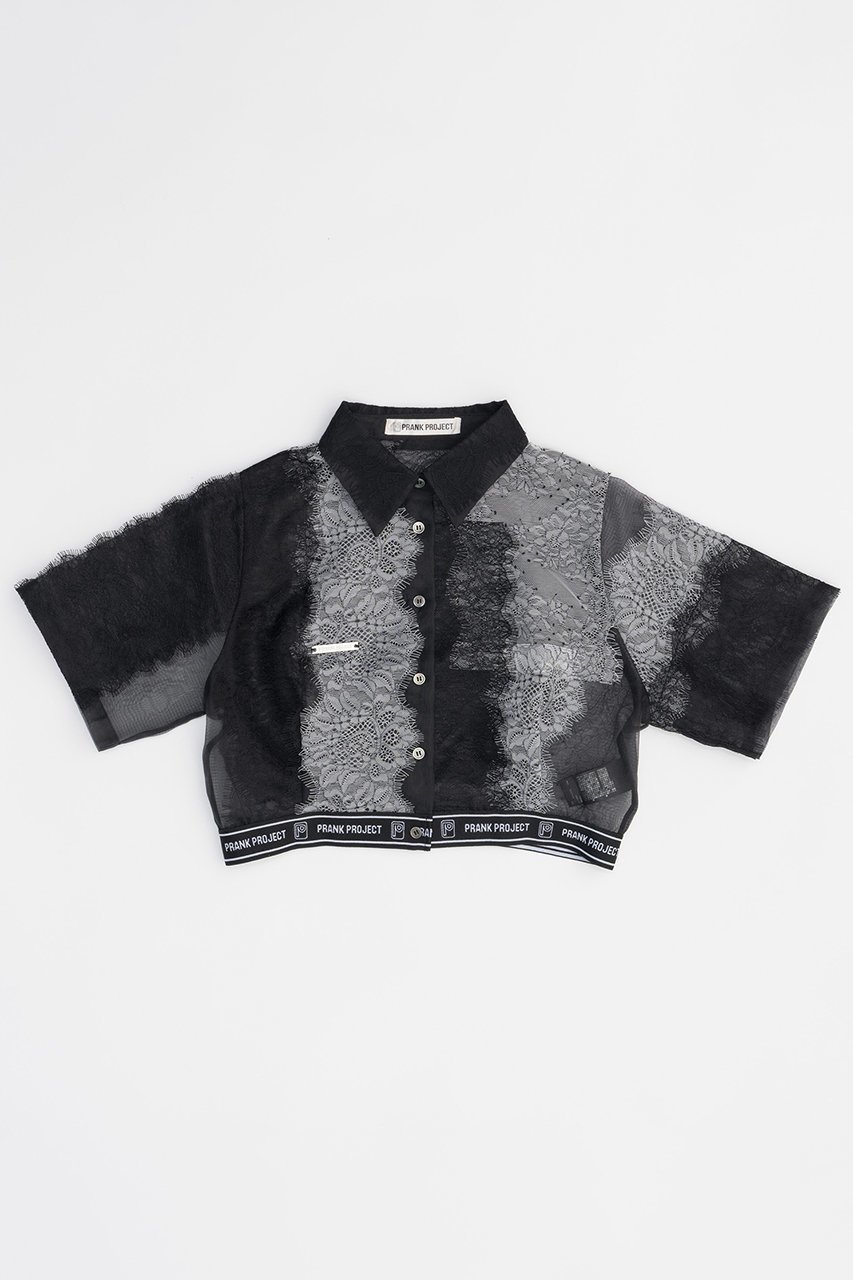 【プランク プロジェクト/PRANK PROJECT】のレーステープシャツ / Lace Tape Shirt 人気、トレンドファッション・服の通販 founy(ファニー) 　ファッション　Fashion　レディースファッション　Fashion for Women　トップス・カットソー　Cut & Sew Tops　シャツ・ブラウス・オフィスカジュアル　Elegant Blouses & Button-Ups　おすすめ　Recommended / Our Picks　オーガンジー　Organza Fabric　ショート　Short, Short Length　スポーティ　Sporty, Casual Athletic　スリーブ　Sleeve, Long Sleeve / Short Sleeve　パッチワーク　Patchwork, Mixed Fabric　リップ　Lip, Lip Motif　レース　Lace, Lace Fabric　夏　Summer　 other-1|ID: prp329100003964944 ipo3291000000034422378
