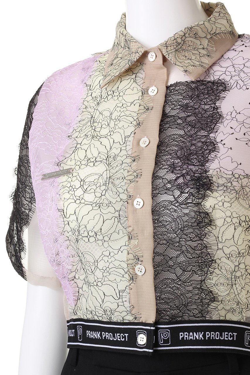 【プランク プロジェクト/PRANK PROJECT】のレーステープシャツ / Lace Tape Shirt 人気、トレンドファッション・服の通販 founy(ファニー) 　ファッション　Fashion　レディースファッション　Fashion for Women　トップス・カットソー　Cut & Sew Tops　シャツ・ブラウス・オフィスカジュアル　Elegant Blouses & Button-Ups　おすすめ　Recommended / Our Picks　オーガンジー　Organza Fabric　ショート　Short, Short Length　スポーティ　Sporty, Casual Athletic　スリーブ　Sleeve, Long Sleeve / Short Sleeve　パッチワーク　Patchwork, Mixed Fabric　リップ　Lip, Lip Motif　レース　Lace, Lace Fabric　夏　Summer　other-5|ID: prp329100003964944 ipo3291000000034422384