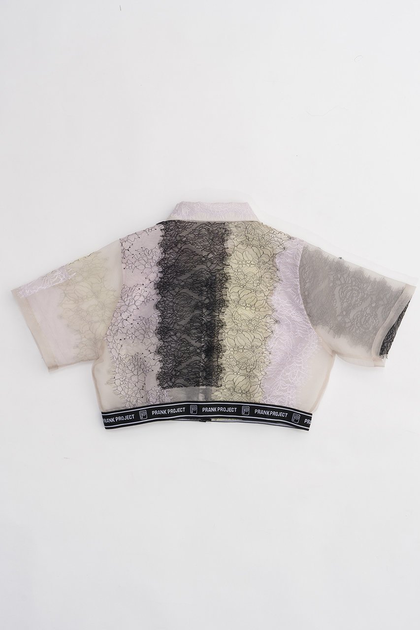 【プランク プロジェクト/PRANK PROJECT】のレーステープシャツ / Lace Tape Shirt 人気、トレンドファッション・服の通販 founy(ファニー) 　ファッション　Fashion　レディースファッション　Fashion for Women　トップス・カットソー　Cut & Sew Tops　シャツ・ブラウス・オフィスカジュアル　Elegant Blouses & Button-Ups　おすすめ　Recommended / Our Picks　オーガンジー　Organza Fabric　ショート　Short, Short Length　スポーティ　Sporty, Casual Athletic　スリーブ　Sleeve, Long Sleeve / Short Sleeve　パッチワーク　Patchwork, Mixed Fabric　リップ　Lip, Lip Motif　レース　Lace, Lace Fabric　夏　Summer　other-6|ID: prp329100003964944 ipo3291000000034422385