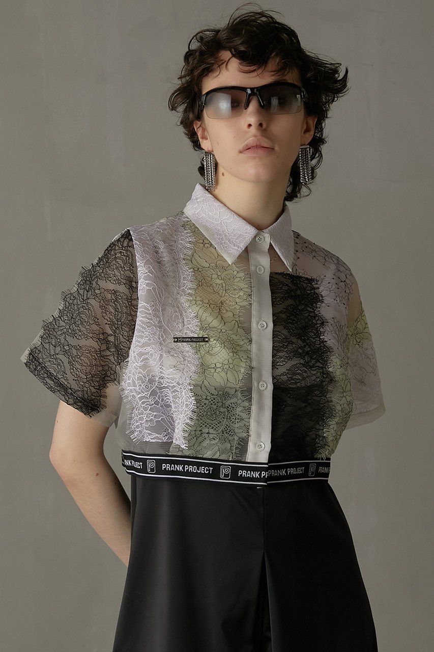 【プランク プロジェクト/PRANK PROJECT】のレーステープシャツ / Lace Tape Shirt 人気、トレンドファッション・服の通販 founy(ファニー) 　ファッション　Fashion　レディースファッション　Fashion for Women　トップス・カットソー　Cut & Sew Tops　シャツ・ブラウス・オフィスカジュアル　Elegant Blouses & Button-Ups　おすすめ　Recommended / Our Picks　オーガンジー　Organza Fabric　ショート　Short, Short Length　スポーティ　Sporty, Casual Athletic　スリーブ　Sleeve, Long Sleeve / Short Sleeve　パッチワーク　Patchwork, Mixed Fabric　リップ　Lip, Lip Motif　レース　Lace, Lace Fabric　夏　Summer　other-8|ID: prp329100003964944 ipo3291000000034422387