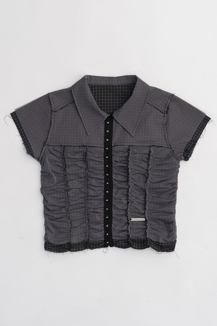 【プランク プロジェクト/PRANK PROJECT】のリバーシブルシアーレイヤードチェックシャツ / Reversible Sheer Layered Check Shirt インテリア・キッズ・メンズ・レディースファッション・服の通販 founy(ファニー) https://founy.com/ ファッション Fashion レディースファッション Fashion for Women トップス・カットソー Cut & Sew Tops シャツ・ブラウス・オフィスカジュアル Elegant Blouses & Button-Ups オーガニック Organic Cotton ギャザー Gathered, Ruffled コンパクト Compact, Small Size シアー Sheer, See-Through ショート Short, Short Length シンプル Simple, Minimal スリーブ Sleeve, Long Sleeve / Short Sleeve チェック Check, Plaid, Tartan チュール Tulip, Tulip Motif フロント Front, Front Design リバーシブル Reversible, Two-Sided |ID: prp329100003964945 ipo3291000000032908475