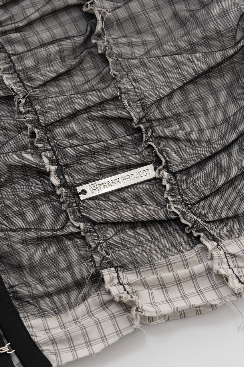 【プランク プロジェクト/PRANK PROJECT】のリバーシブルシアーレイヤードチェックシャツ / Reversible Sheer Layered Check Shirt 人気、トレンドファッション・服の通販 founy(ファニー) 　ファッション　Fashion　レディースファッション　Fashion for Women　トップス・カットソー　Cut & Sew Tops　シャツ・ブラウス・オフィスカジュアル　Elegant Blouses & Button-Ups　オーガニック　Organic Cotton　ギャザー　Gathered, Ruffled　コンパクト　Compact, Small Size　シアー　Sheer, See-Through　ショート　Short, Short Length　シンプル　Simple, Minimal　スリーブ　Sleeve, Long Sleeve / Short Sleeve　チェック　Check, Plaid, Tartan　チュール　Tulip, Tulip Motif　フロント　Front, Front Design　リバーシブル　Reversible, Two-Sided　other-4|ID: prp329100003964945 ipo3291000000034422322