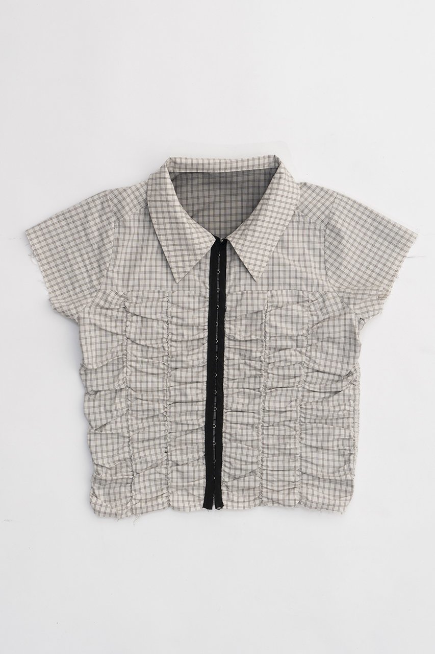 【プランク プロジェクト/PRANK PROJECT】のリバーシブルシアーレイヤードチェックシャツ / Reversible Sheer Layered Check Shirt 人気、トレンドファッション・服の通販 founy(ファニー) 　ファッション　Fashion　レディースファッション　Fashion for Women　トップス・カットソー　Cut & Sew Tops　シャツ・ブラウス・オフィスカジュアル　Elegant Blouses & Button-Ups　オーガニック　Organic Cotton　ギャザー　Gathered, Ruffled　コンパクト　Compact, Small Size　シアー　Sheer, See-Through　ショート　Short, Short Length　シンプル　Simple, Minimal　スリーブ　Sleeve, Long Sleeve / Short Sleeve　チェック　Check, Plaid, Tartan　チュール　Tulip, Tulip Motif　フロント　Front, Front Design　リバーシブル　Reversible, Two-Sided　other-6|ID: prp329100003964945 ipo3291000000034422324