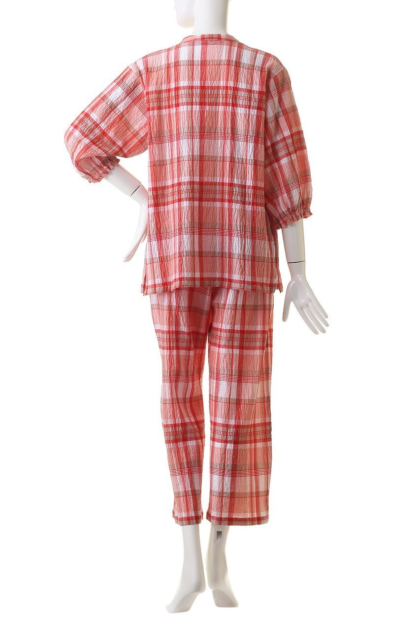 【キッドブルー/KID BLUE】の24シャーリングチェックパジャマ 人気、トレンドファッション・服の通販 founy(ファニー) 　ファッション　Fashion　レディースファッション　Fashion for Women　おすすめ　Recommended / Our Picks　サマー　Summer, Summer Style　シャーリング　Shirring, Ruched　チェック　Check, Plaid, Tartan　パジャマ　Pajamas, Sleepwear　リラックス　Relax, Relaxed Fit　other-4|ID: prp329100003965033 ipo3291000000032833884
