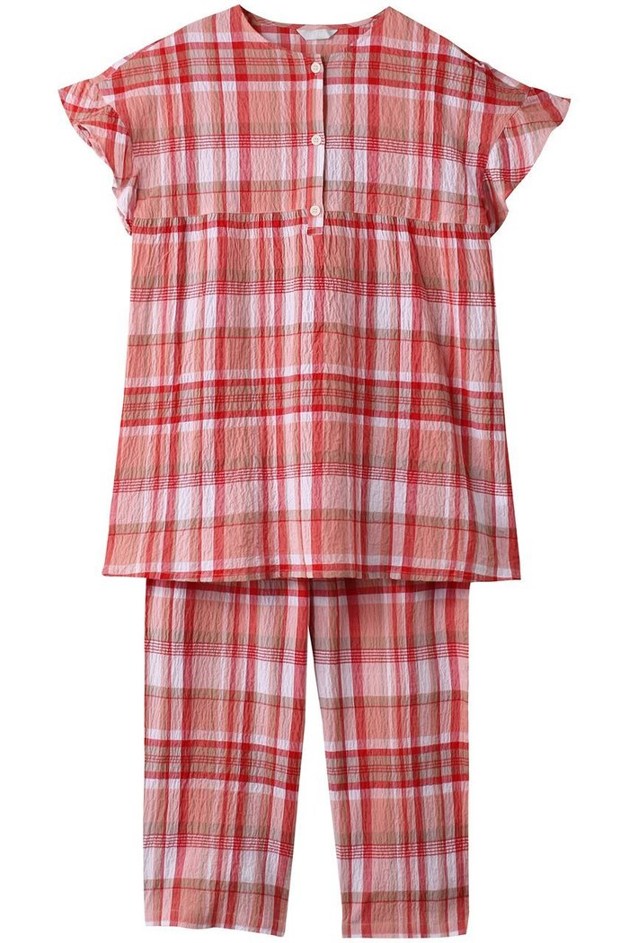 【キッドブルー/KID BLUE】の24シャーリングチェックパジャマ インテリア・キッズ・メンズ・レディースファッション・服の通販 founy(ファニー) https://founy.com/ ファッション Fashion レディースファッション Fashion for Women シャーリング Shirring, Ruched スリーブ Sleeve, Long Sleeve / Short Sleeve チェック Check, Plaid, Tartan パジャマ Pajamas, Sleepwear フェミニン Feminine, Girly フリル Frill, Ruffle 夏 Summer |ID: prp329100003965034 ipo3291000000032833887