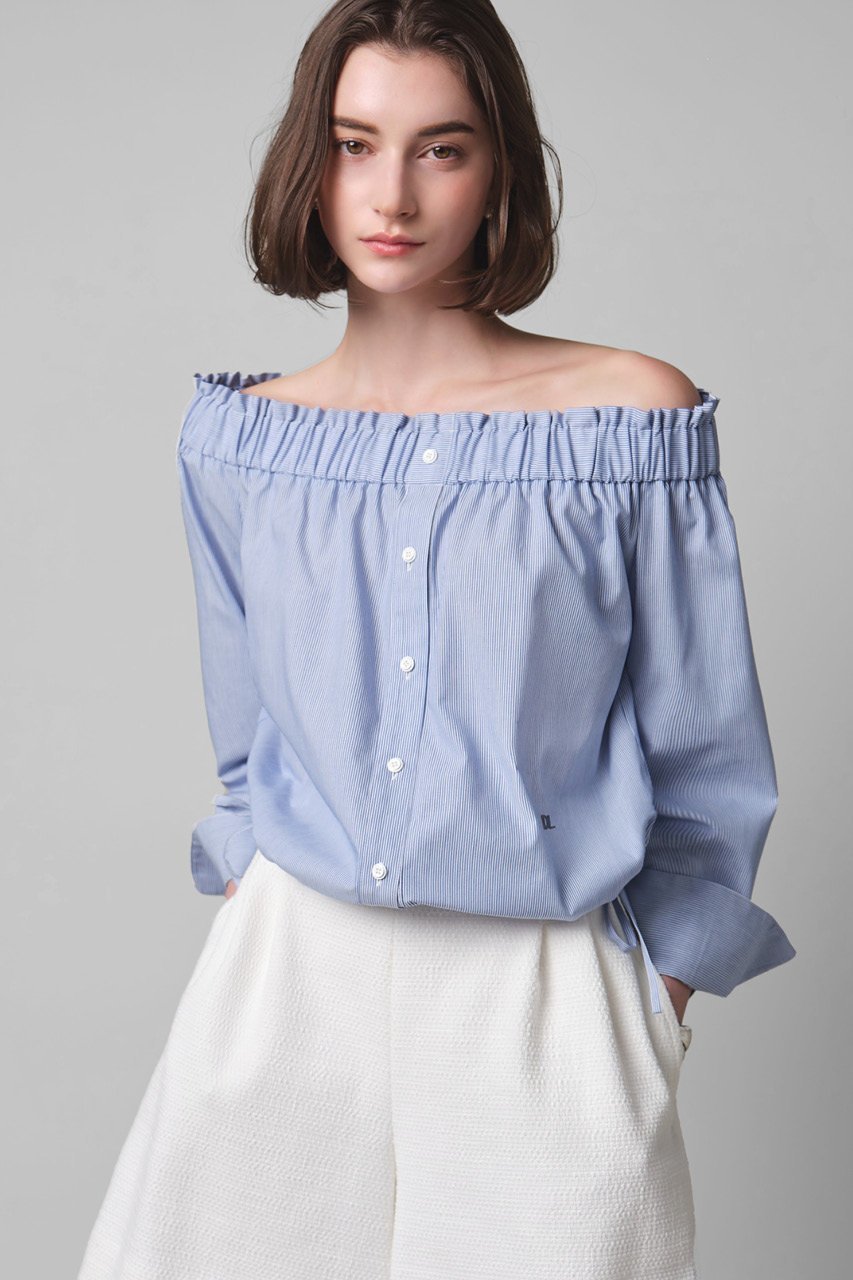 【デイジーリン/DAISY LIN】のStripe Blouse “Hayama Weekend” 人気、トレンドファッション・服の通販 founy(ファニー) 　ファッション　Fashion　レディースファッション　Fashion for Women　トップス・カットソー　Cut & Sew Tops　シャツ・ブラウス・オフィスカジュアル　Elegant Blouses & Button-Ups　おすすめ　Recommended / Our Picks　ウォッシャブル　Machine Washable　ストライプ　Stripe, Striped Pattern　スリーブ　Sleeve, Long Sleeve / Short Sleeve　デコルテ　Décolleté, Neckline　バルーン　Balloon, Balloon Silhouette　フォルム　Silhouette, Form　リボン　Ribbon, Bow　ロング　Long, Long-Length　夏　Summer　旅行　Travel　春　Spring　S/S・春夏　SS, Spring/Summer, Warm Season　other-7|ID: prp329100003966139 ipo3291000000032908552
