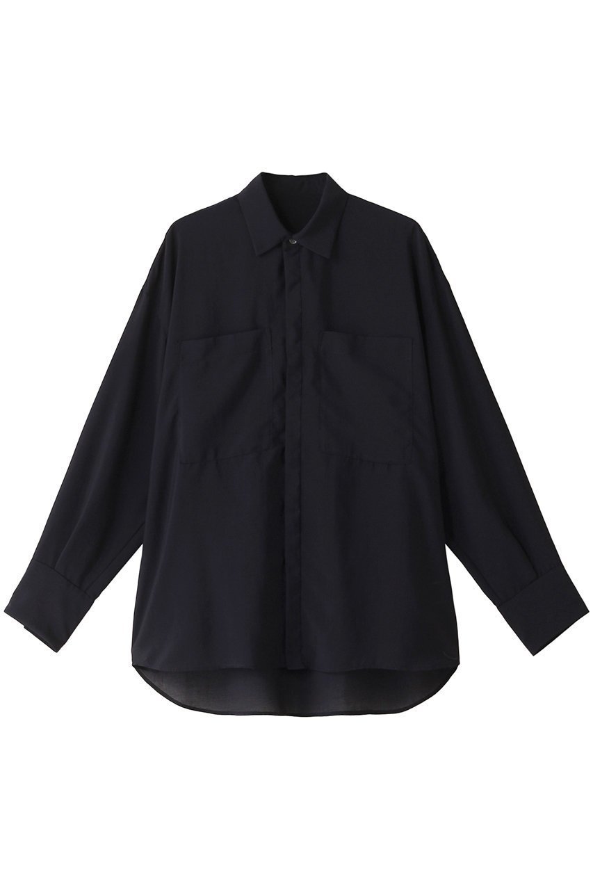 【エリオポール/heliopole】のシアーシャツ インテリア・キッズ・メンズ・レディースファッション・服の通販 founy(ファニー) 　ファッション　Fashion　レディースファッション　Fashion for Women　トップス・カットソー　Cut & Sew Tops　シャツ・ブラウス・オフィスカジュアル　Elegant Blouses & Button-Ups　シアー　Sheer, See-Through　スリーブ　Sleeve, Long Sleeve / Short Sleeve　ドレープ　Drape, Draping Fabric　ポケット　Pocket, Pocket Detail　ロング　Long, Long-Length　エレガント 上品　Elegant　今季　This Season, Current Season　ネイビー|ID: prp329100003967356 ipo3291000000032909862