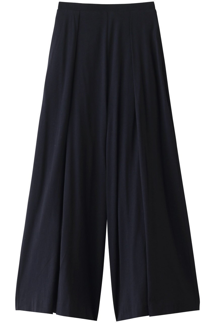 【デミーリー/DEMYLEE】のCHANTEL ジャージーピマコットン プルオンパンツ インテリア・キッズ・メンズ・レディースファッション・服の通販 founy(ファニー) 　ファッション　Fashion　レディースファッション　Fashion for Women　パンツ　Pants & Trousers　エレガント 上品　Elegant　ギャザー　Gathered, Ruffled　シンプル　Simple, Minimal　フレア　Flare, Flared　フロント　Front, Front Design　プリーツ　Pleats, Pleated　再入荷　Restock / Back in Stock　定番　Standard, Basic Item　ネイビー|ID: prp329100003969685 ipo3291000000035451262