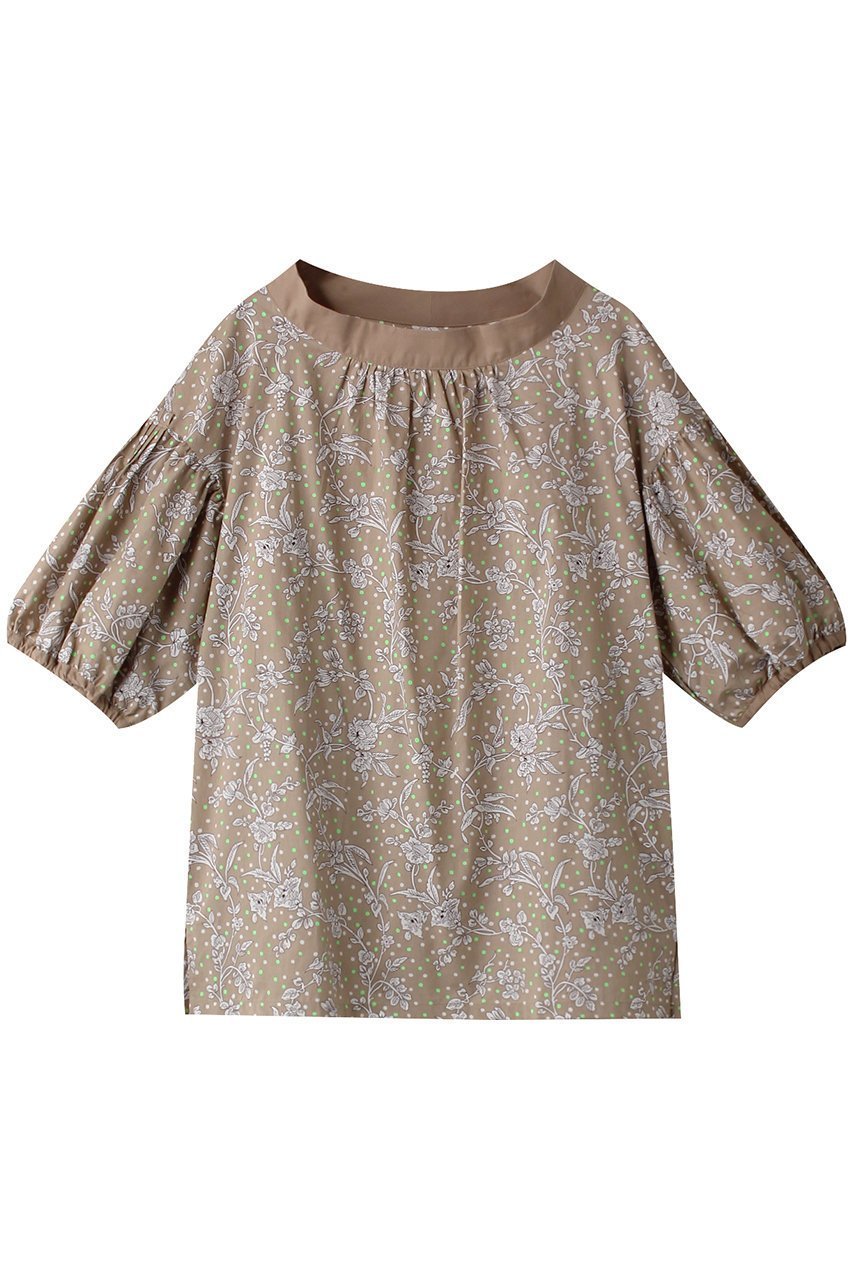 【キッドブルー/KID BLUE】の24LIBERTYプリントトップ インテリア・キッズ・メンズ・レディースファッション・服の通販 founy(ファニー) 　ファッション　Fashion　レディースファッション　Fashion for Women　ギャザー　Gathered, Ruffled　スリーブ　Sleeve, Long Sleeve / Short Sleeve　ハーフ　Half, Half-Length　パジャマ　Pajamas, Sleepwear　フェミニン　Feminine, Girly　プリント　Print, Printed Pattern　人気　Popular, Best Seller　ベージュ|ID: prp329100003969711 ipo3291000000032842118