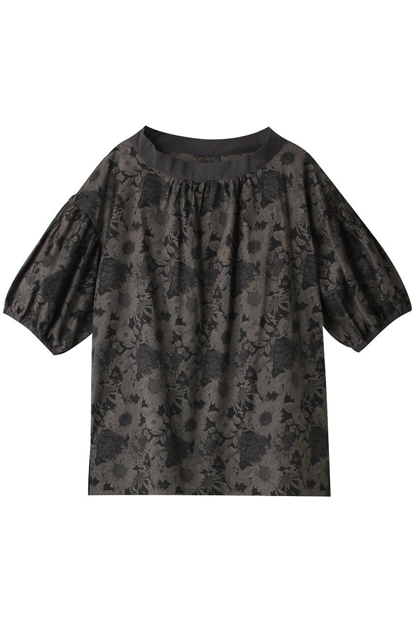 【キッドブルー/KID BLUE】の24LIBERTYプリントトップ インテリア・キッズ・メンズ・レディースファッション・服の通販 founy(ファニー) 　ファッション　Fashion　レディースファッション　Fashion for Women　ギャザー　Gathered, Ruffled　スリーブ　Sleeve, Long Sleeve / Short Sleeve　ハーフ　Half, Half-Length　パジャマ　Pajamas, Sleepwear　フェミニン　Feminine, Girly　プリント　Print, Printed Pattern　人気　Popular, Best Seller　ブラック|ID: prp329100003969711 ipo3291000000032842125