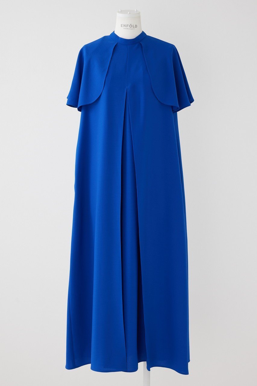 【エンフォルド/ENFOLD】のComfortable Twill ケープ Wave DRS/ドレス インテリア・キッズ・メンズ・レディースファッション・服の通販 founy(ファニー) 　ファッション　Fashion　レディースファッション　Fashion for Women　ワンピース　Dresses　フォーマル・パーティードレス・結婚式用ドレス　Elegant & Casual Dresses　チュニック　Tunic Tops & Dresses　スーツ　Suit, Formalwear　チュニック　Tunic, Long Top　ドレス　Dress, One-Piece　ノースリーブ　Sleeveless, No-Sleeve　ロング　Long, Long-Length　エレガント 上品　Elegant　人気　Popular, Best Seller　夏　Summer　ブルー|ID: prp329100003971318 ipo3291000000036757965