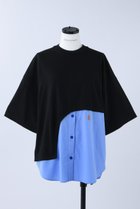 【ナゴンスタンス/nagonstans】のMix Fabric Combi T/SH Tシャツ 人気、トレンドファッション・服の通販 founy(ファニー) ファッション Fashion レディースファッション Fashion for Women トップス・カットソー Cut & Sew Tops シャツ・ブラウス・オフィスカジュアル Elegant Blouses & Button-Ups ロングTシャツ・Tシャツ Longline T-Shirts & Tees カットソー・ベーシックTシャツ Cut-and-Sewn Tops / Stretch Tees & Basics ショート Short, Short Length スリーブ Sleeve, Long Sleeve / Short Sleeve セットアップ Set-Up, Coordinated Outfit ドッキング Docking, Mixed Material ミックス Mix, Mixed Style thumbnail Black|ID: prp329100003971330 ipo3291000000035343922