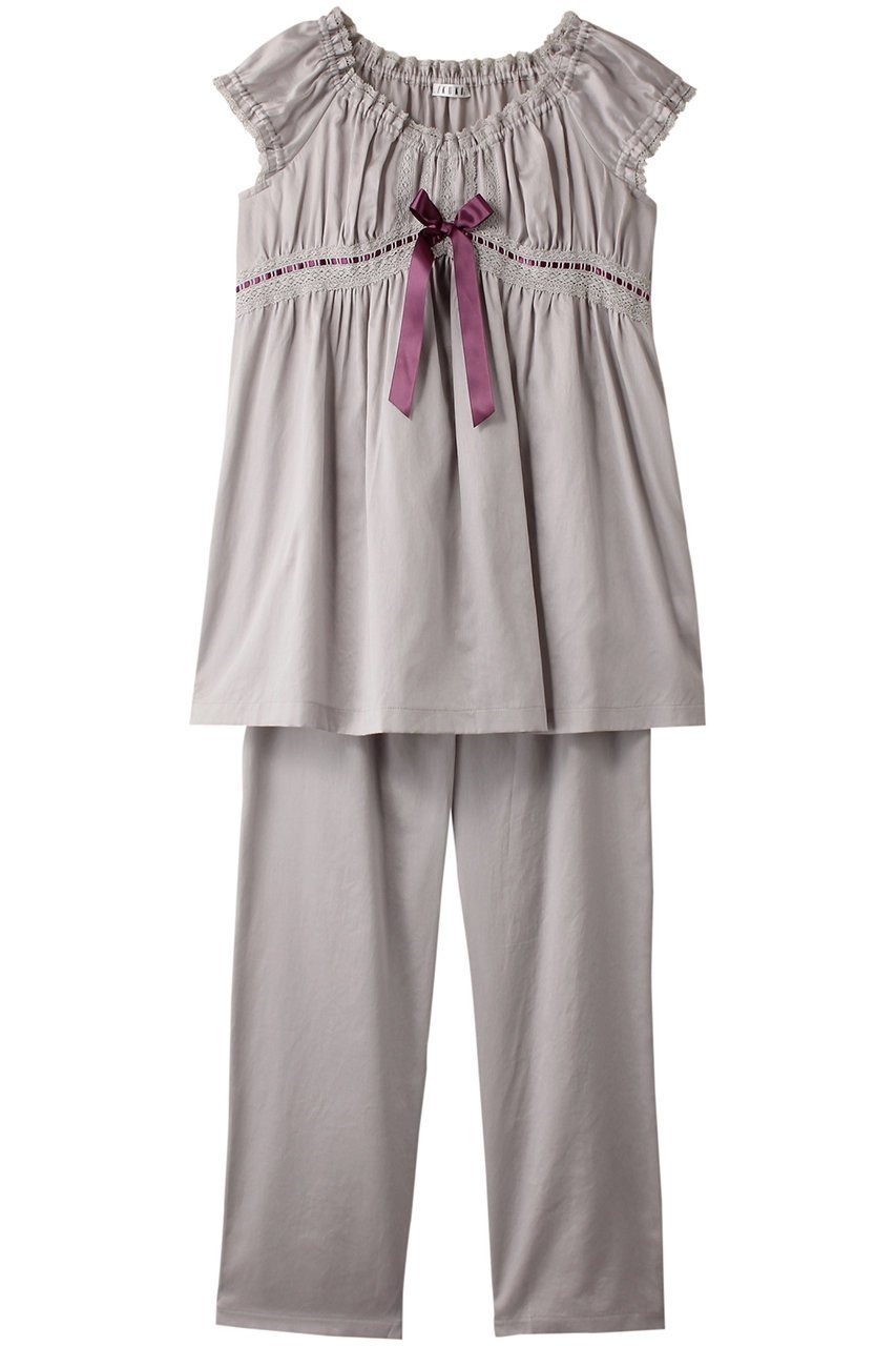 【イクコ/IKUKO】のビンテージワッシャーサテンパジャマ インテリア・キッズ・メンズ・レディースファッション・服の通販 founy(ファニー) 　ファッション　Fashion　レディースファッション　Fashion for Women　サテン　Satin, Glossy Fabric　パジャマ　Pajamas, Sleepwear　レース　Lace, Lace Fabric　ワッフル　Waffle, Waffle Knit　ライトグレー|ID: prp329100003971347 ipo3291000000032842246