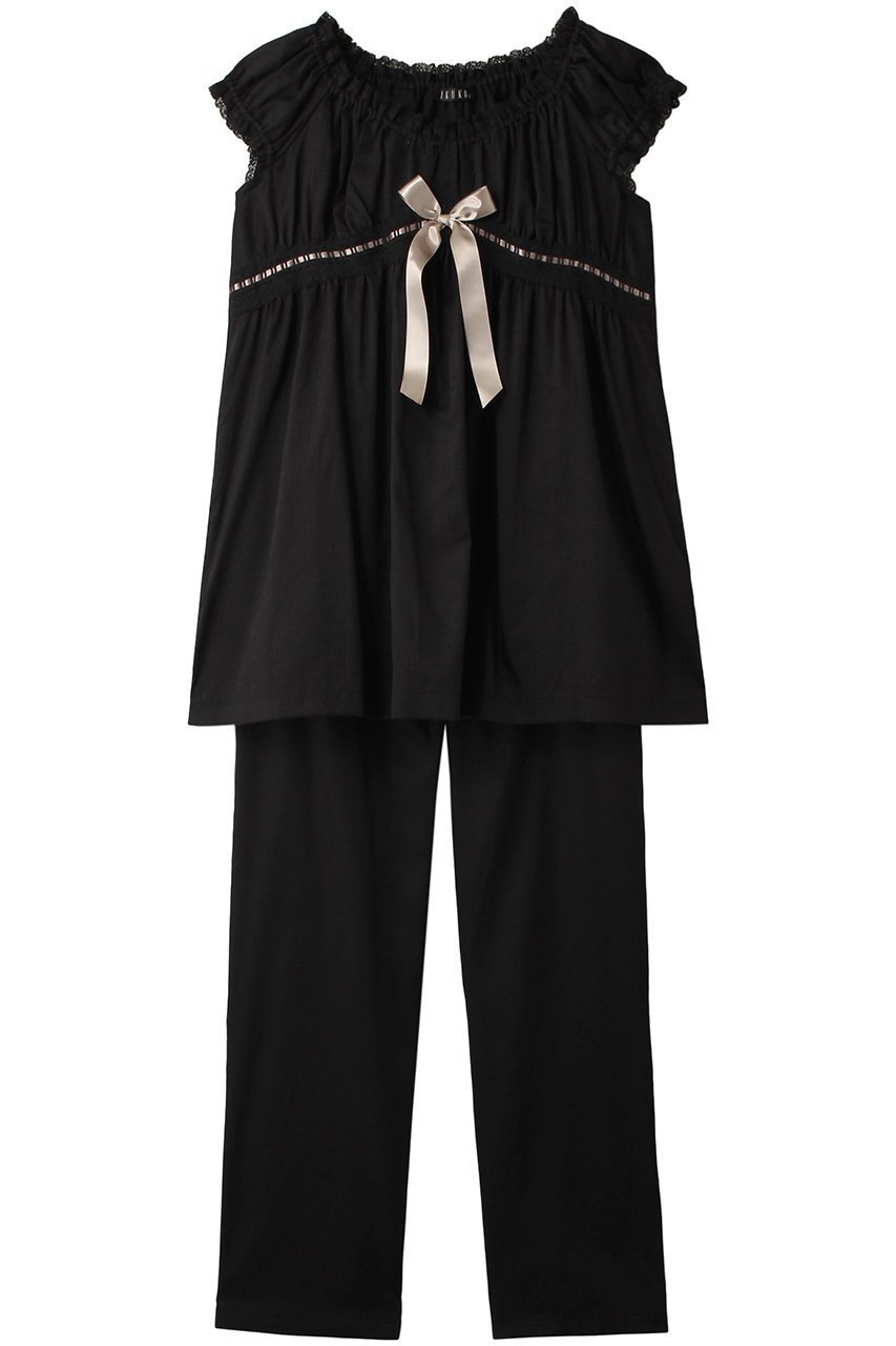 【イクコ/IKUKO】のビンテージワッシャーサテンパジャマ インテリア・キッズ・メンズ・レディースファッション・服の通販 founy(ファニー) 　ファッション　Fashion　レディースファッション　Fashion for Women　サテン　Satin, Glossy Fabric　パジャマ　Pajamas, Sleepwear　レース　Lace, Lace Fabric　ワッフル　Waffle, Waffle Knit　ブラック|ID: prp329100003971347 ipo3291000000032842250