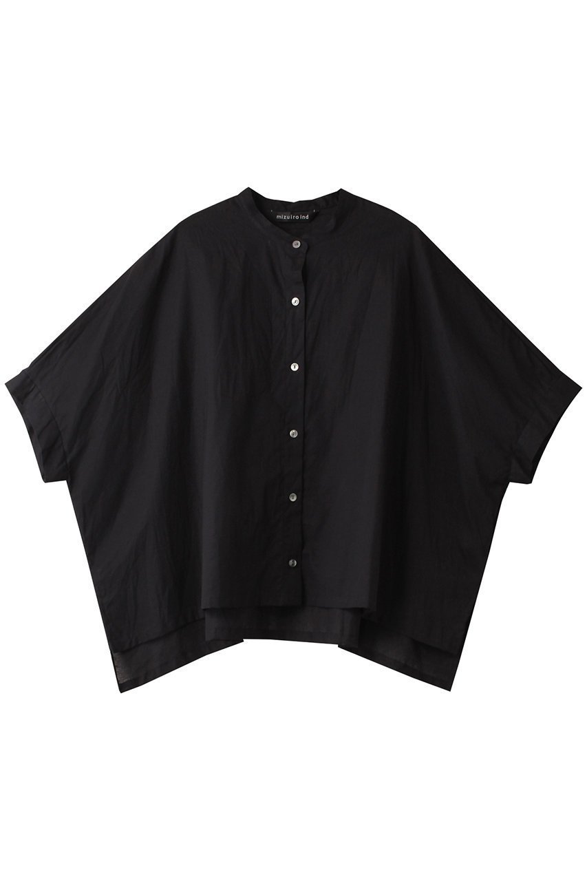 【ミズイロ インド/mizuiro ind】のstand collar wide shirt シャツ インテリア・キッズ・メンズ・レディースファッション・服の通販 founy(ファニー) 　ファッション　Fashion　レディースファッション　WOMEN　トップス・カットソー　Tops/Tshirt　シャツ/ブラウス　Shirts/Blouses　コンパクト　Compact　サマー　Summer　ショート　Short　スタンド　Stand　スリーブ　Sleeve　ハーフ　Half　リネン　Linen　ワイド　Wide　定番　Standard　navy|ID: prp329100003971413 ipo3291000000026786873