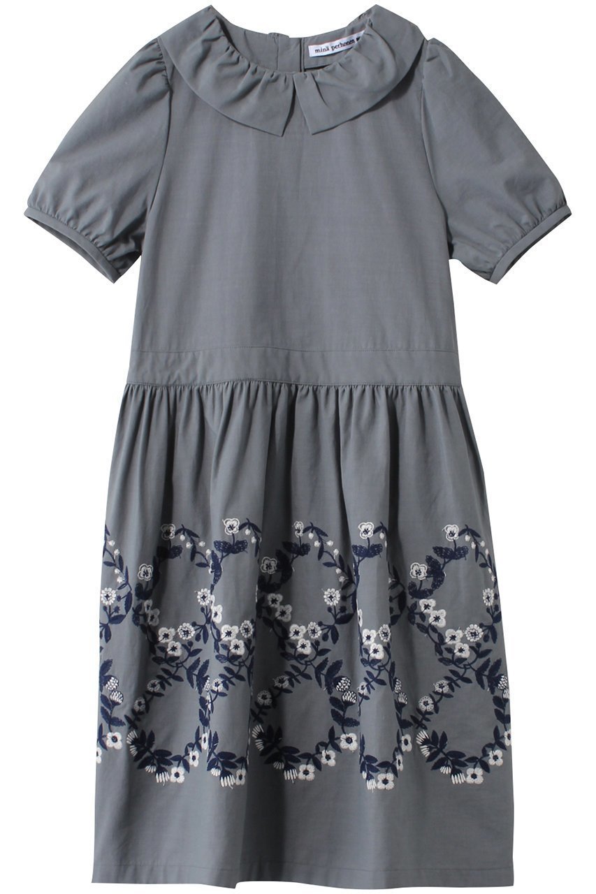 【ミナ ペルホネン/mina perhonen / KIDS】の【KIDS】flower crown ワンピース グレー 130/8Y 人気、トレンドファッション・服の通販 founy(ファニー) 　ファッション　Fashion　キッズファッション　Fashion for Kids　ワンピース　Dresses　ギャザー　Gathered, Ruffled　スリーブ　Sleeve, Long Sleeve / Short Sleeve　パーティ　Party, Party Style　フェミニン　Feminine, Girly　フラワー　Flower, Floral　 other-1|ID: prp329100003972587 ipo3291000000036236805