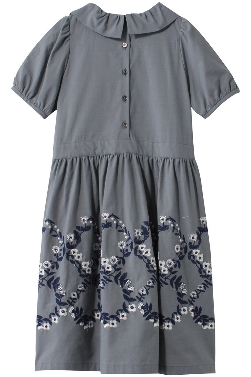 【ミナ ペルホネン/mina perhonen / KIDS】の【KIDS】flower crown ワンピース グレー 130/8Y 人気、トレンドファッション・服の通販 founy(ファニー) 　ファッション　Fashion　キッズファッション　Fashion for Kids　ワンピース　Dresses　ギャザー　Gathered, Ruffled　スリーブ　Sleeve, Long Sleeve / Short Sleeve　パーティ　Party, Party Style　フェミニン　Feminine, Girly　フラワー　Flower, Floral　other-2|ID: prp329100003972587 ipo3291000000036236808