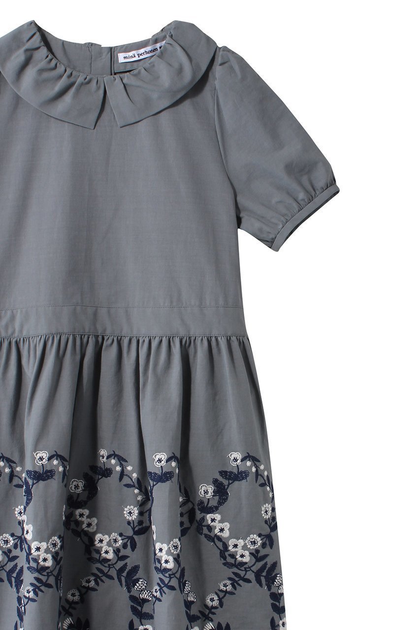 【ミナ ペルホネン/mina perhonen / KIDS】の【KIDS】flower crown ワンピース グレー 130/8Y 人気、トレンドファッション・服の通販 founy(ファニー) 　ファッション　Fashion　キッズファッション　Fashion for Kids　ワンピース　Dresses　ギャザー　Gathered, Ruffled　スリーブ　Sleeve, Long Sleeve / Short Sleeve　パーティ　Party, Party Style　フェミニン　Feminine, Girly　フラワー　Flower, Floral　other-3|ID: prp329100003972587 ipo3291000000036236810