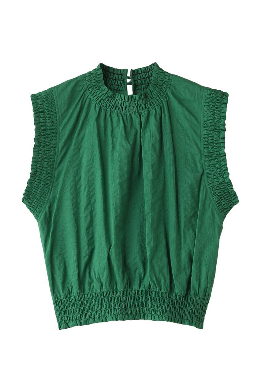 【アルアバイル/allureville】のシャーリングプルオーバー インテリア・キッズ・メンズ・レディースファッション・服の通販 founy(ファニー) 　ファッション　Fashion　レディースファッション　Fashion for Women　トップス・カットソー　Cut & Sew Tops　シャツ・ブラウス・オフィスカジュアル　Elegant Blouses & Button-Ups　カジュアルプルオーバー・ニットトップス　Pullovers & Knit Tops / Casual Pullovers　サマー　Summer, Summer Style　シャーリング　Shirring, Ruched　ショート　Short, Short Length　スリーブ　Sleeve, Long Sleeve / Short Sleeve　ノースリーブ　Sleeveless, No-Sleeve　フェミニン　Feminine, Girly　グリーン|ID: prp329100003972613 ipo3291000000032908963