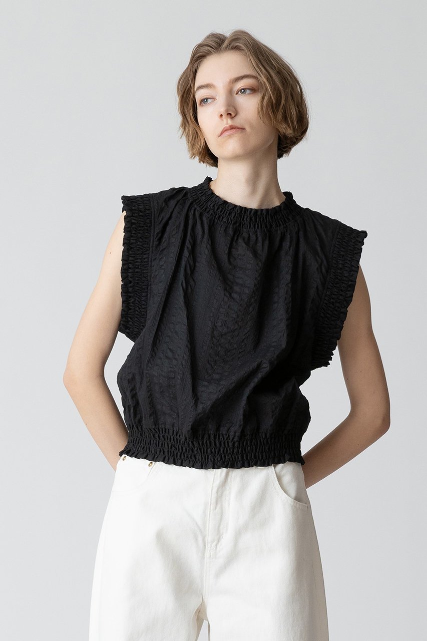 【アルアバイル/allureville】のシャーリングプルオーバー 人気、トレンドファッション・服の通販 founy(ファニー) 　ファッション　Fashion　レディースファッション　Fashion for Women　トップス・カットソー　Cut & Sew Tops　シャツ・ブラウス・オフィスカジュアル　Elegant Blouses & Button-Ups　カジュアルプルオーバー・ニットトップス　Pullovers & Knit Tops / Casual Pullovers　サマー　Summer, Summer Style　シャーリング　Shirring, Ruched　ショート　Short, Short Length　スリーブ　Sleeve, Long Sleeve / Short Sleeve　ノースリーブ　Sleeveless, No-Sleeve　フェミニン　Feminine, Girly　other-6|ID: prp329100003972613 ipo3291000000032908981