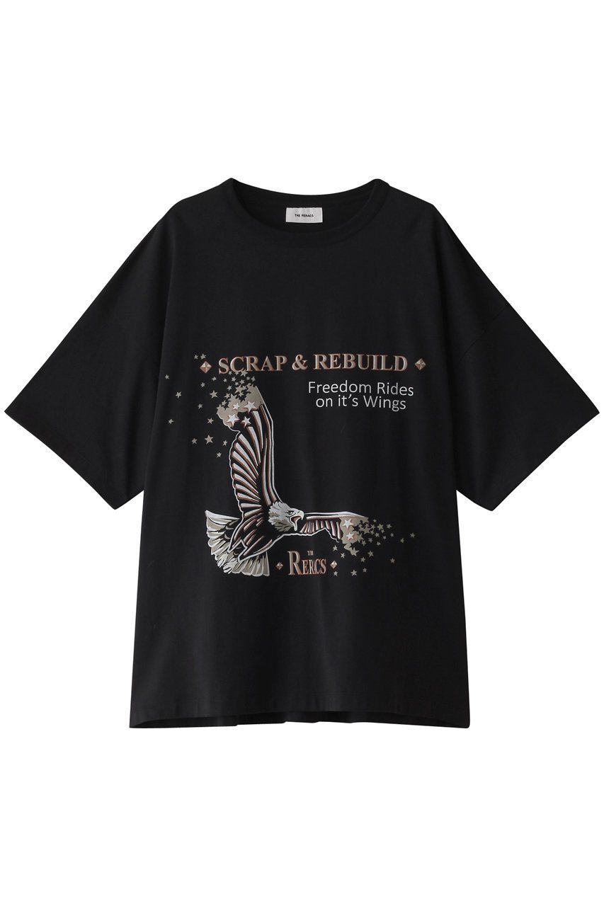 【ザ リラクス/THE RERACS】の【ELLE SHOP 15th限定】【UNISEX】EX.EAGLEプリントTシャツ インテリア・キッズ・メンズ・レディースファッション・服の通販 founy(ファニー) 　ファッション　Fashion　レディースファッション　WOMEN　トップス・カットソー　Tops/Tshirt　シャツ/ブラウス　Shirts/Blouses　ロング / Tシャツ　T-Shirts　カットソー　Cut and Sewn　ユニセックス　Unisex　ショート　Short　スリーブ　Sleeve　デニム　Denim　フェミニン　Feminine　プリント　Print　ブラック|ID: prp329100003973802 ipo3291000000026206704