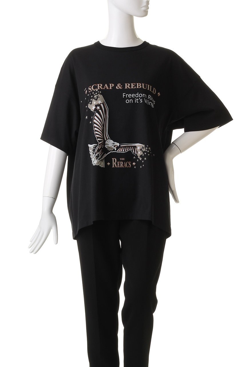 【ザ リラクス/THE RERACS】の【ELLE SHOP限定】【UNISEX】EX.EAGLEプリントTシャツ 人気、トレンドファッション・服の通販 founy(ファニー) 　ファッション　Fashion　レディースファッション　Fashion for Women　トップス・カットソー　Cut & Sew Tops　シャツ・ブラウス・オフィスカジュアル　Elegant Blouses & Button-Ups　ロングTシャツ・Tシャツ　Longline T-Shirts & Tees　カットソー・ベーシックTシャツ　Cut-and-Sewn Tops / Stretch Tees & Basics　ユニセックス　Unisex, Genderless　ショート　Short, Short Length　スリーブ　Sleeve, Long Sleeve / Short Sleeve　デニム　Denim, Jeans Material　フェミニン　Feminine, Girly　プリント　Print, Printed Pattern　other-2|ID: prp329100003973802 ipo3291000000032917235