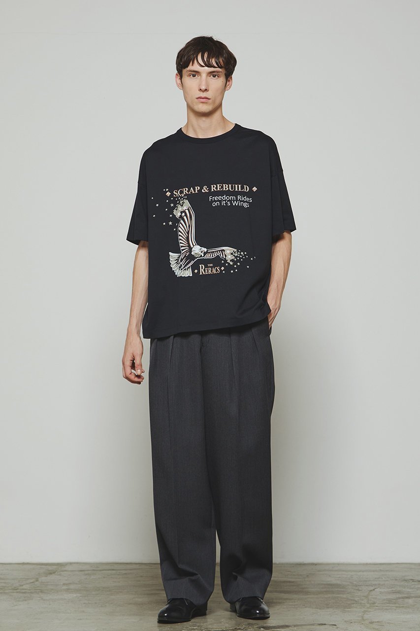 【ザ リラクス/THE RERACS】の【ELLE SHOP限定】【UNISEX】EX.EAGLEプリントTシャツ 人気、トレンドファッション・服の通販 founy(ファニー) 　ファッション　Fashion　レディースファッション　Fashion for Women　トップス・カットソー　Cut & Sew Tops　シャツ・ブラウス・オフィスカジュアル　Elegant Blouses & Button-Ups　ロングTシャツ・Tシャツ　Longline T-Shirts & Tees　カットソー・ベーシックTシャツ　Cut-and-Sewn Tops / Stretch Tees & Basics　ユニセックス　Unisex, Genderless　ショート　Short, Short Length　スリーブ　Sleeve, Long Sleeve / Short Sleeve　デニム　Denim, Jeans Material　フェミニン　Feminine, Girly　プリント　Print, Printed Pattern　other-6|ID: prp329100003973802 ipo3291000000032917286