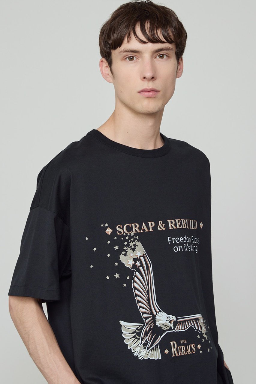 【ザ リラクス/THE RERACS】の【ELLE SHOP限定】【UNISEX】EX.EAGLEプリントTシャツ 人気、トレンドファッション・服の通販 founy(ファニー) 　ファッション　Fashion　レディースファッション　Fashion for Women　トップス・カットソー　Cut & Sew Tops　シャツ・ブラウス・オフィスカジュアル　Elegant Blouses & Button-Ups　ロングTシャツ・Tシャツ　Longline T-Shirts & Tees　カットソー・ベーシックTシャツ　Cut-and-Sewn Tops / Stretch Tees & Basics　ユニセックス　Unisex, Genderless　ショート　Short, Short Length　スリーブ　Sleeve, Long Sleeve / Short Sleeve　デニム　Denim, Jeans Material　フェミニン　Feminine, Girly　プリント　Print, Printed Pattern　other-8|ID: prp329100003973802 ipo3291000000032917308