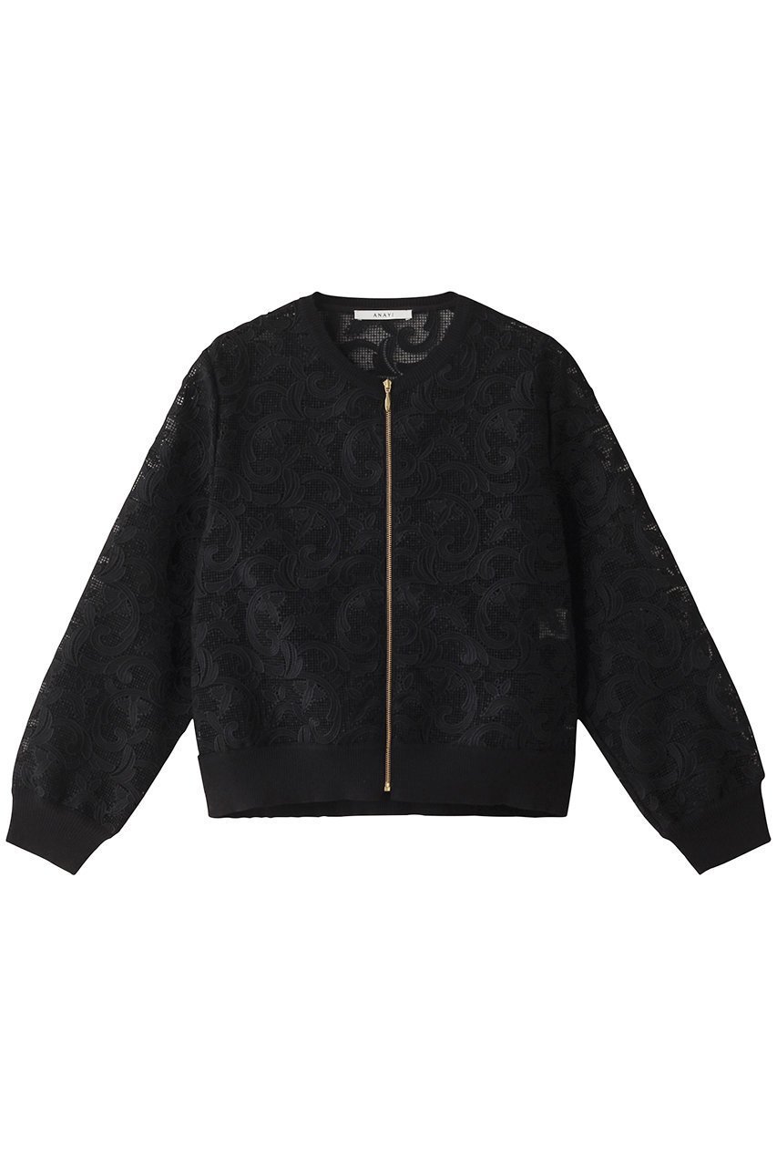 【アナイ/ANAYI】のレースブルゾン インテリア・キッズ・メンズ・レディースファッション・服の通販 founy(ファニー) 　ファッション　Fashion　レディースファッション　Fashion for Women　アウター　Coat / Outerwear Collection　レディースジャケット・軽アウター　Jackets　ブルゾンジャケット・スポーティアウター　Blouson Jackets　おすすめ　Recommended / Our Picks　ジャケット　Jacket, Outerwear　ブルゾン　Blouson, Bomber Jacket　リブニット　Rib Knit, Ribbed Knit　レース　Lace, Lace Fabric　夏　Summer　ブラック|ID: prp329100003973858 ipo3291000000032955687