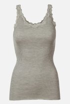 【ロサムンド/ROSEMUNDE】のレース付き タンクトップ シルクコットン ライトグレーメランジュ|ID: prp329100003973879 ipo3291000000036984496