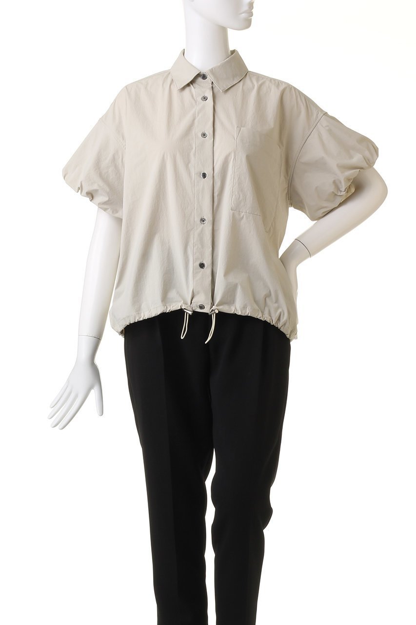 【エリオポール/heliopole】のパフスリーブドローストリングシャツ 人気、トレンドファッション・服の通販 founy(ファニー) 　ファッション　Fashion　レディースファッション　Fashion for Women　トップス・カットソー　Cut & Sew Tops　シャツ・ブラウス・オフィスカジュアル　Elegant Blouses & Button-Ups　おすすめ　Recommended / Our Picks　ショート　Short, Short Length　ストレッチ　Stretch, Stretchy Fabric　スリーブ　Sleeve, Long Sleeve / Short Sleeve　セットアップ　Set-Up, Coordinated Outfit　トレンド　Trend, Trending Now　バルーン　Balloon, Balloon Silhouette　半袖　Short Sleeve, Half Sleeve　夏　Summer　other-2|ID: prp329100003973887 ipo3291000000032909960