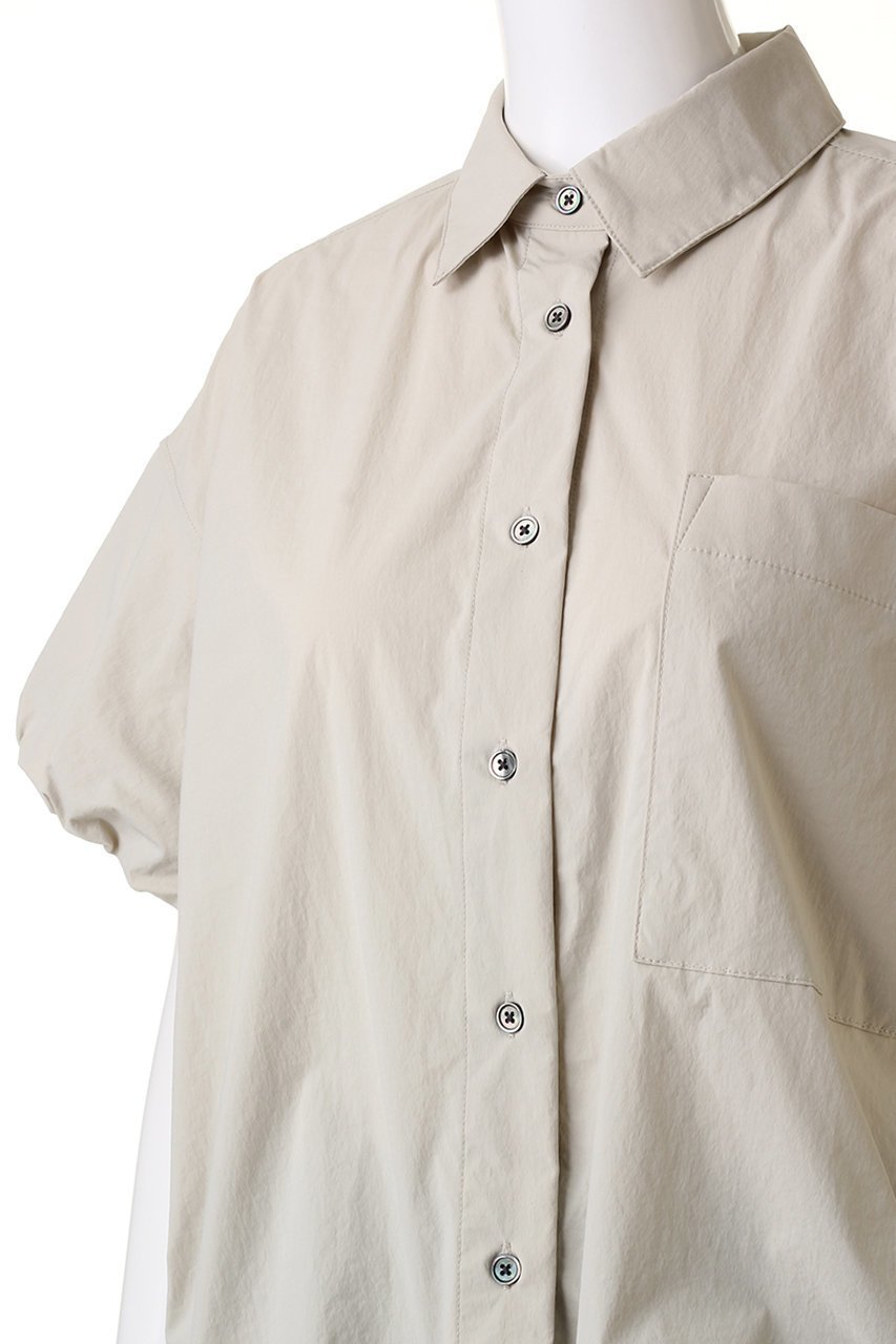 【エリオポール/heliopole】のパフスリーブドローストリングシャツ 人気、トレンドファッション・服の通販 founy(ファニー) 　ファッション　Fashion　レディースファッション　Fashion for Women　トップス・カットソー　Cut & Sew Tops　シャツ・ブラウス・オフィスカジュアル　Elegant Blouses & Button-Ups　おすすめ　Recommended / Our Picks　ショート　Short, Short Length　ストレッチ　Stretch, Stretchy Fabric　スリーブ　Sleeve, Long Sleeve / Short Sleeve　セットアップ　Set-Up, Coordinated Outfit　トレンド　Trend, Trending Now　バルーン　Balloon, Balloon Silhouette　半袖　Short Sleeve, Half Sleeve　夏　Summer　other-5|ID: prp329100003973887 ipo3291000000032909965
