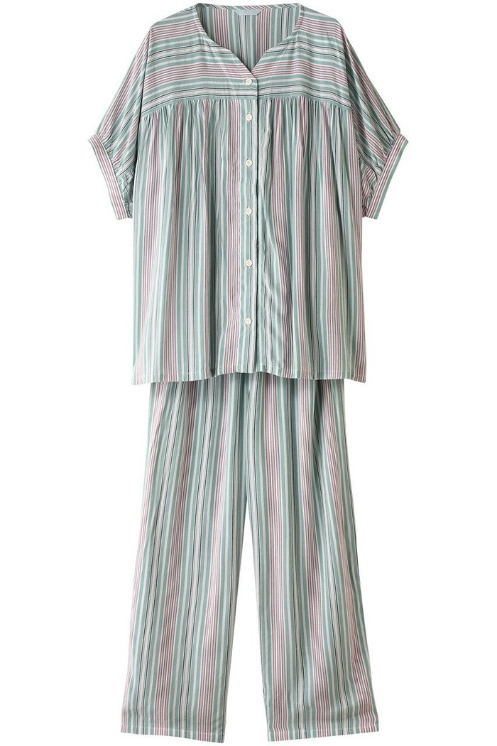 【キッドブルー/KID BLUE】の24CRサッカーストライプパジャマ インテリア・キッズ・メンズ・レディースファッション・服の通販 founy(ファニー) https://founy.com/ ファッション Fashion レディースファッション Fashion for Women お家時間・ステイホーム Stay Home / At Home ストライプ Stripe, Striped Pattern パジャマ Pajamas, Sleepwear リラックス Relax, Relaxed Fit 再入荷 Restock / Back in Stock 夏 Summer 春 Spring S/S・春夏 SS, Spring/Summer, Warm Season |ID: prp329100003973920 ipo3291000000032834962