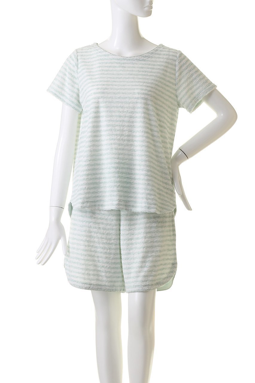 【キッドブルー/KID BLUE】の24スラブパイルボーダートップ 人気、トレンドファッション・服の通販 founy(ファニー) 　ファッション　Fashion　レディースファッション　Fashion for Women　おすすめ　Recommended / Our Picks　ショート　Short, Short Length　セットアップ　Set-Up, Coordinated Outfit　パジャマ　Pajamas, Sleepwear　ビーチ　Beach, Seaside　ボーダー　Border, Stripe　半袖　Short Sleeve, Half Sleeve　other-2|ID: prp329100003973926 ipo3291000000032834505