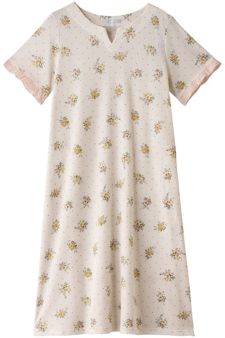 【キッドブルー/KID BLUE】のワッフルブーケドットPtワンピース インテリア・キッズ・メンズ・レディースファッション・服の通販 founy(ファニー) 　ファッション　Fashion　レディースファッション　Fashion for Women　ワンピース　Dresses　おすすめ　Recommended / Our Picks　セットアップ　Set-Up, Coordinated Outfit　パジャマ　Pajamas, Sleepwear　フェミニン　Feminine, Girly　フリル　Frill, Ruffle　プリント　Print, Printed Pattern　リラックス　Relax, Relaxed Fit　ワッフル　Waffle, Waffle Knit　夏　Summer　春　Spring　S/S・春夏　SS, Spring/Summer, Warm Season　アイボリー|ID: prp329100003973927 ipo3291000000032842512