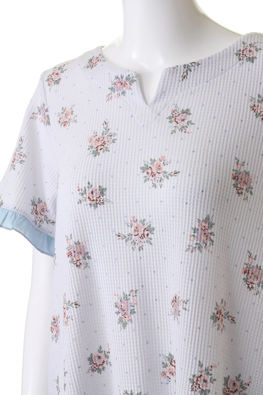 【キッドブルー/KID BLUE】のワッフルブーケドットPtワンピース 人気、トレンドファッション・服の通販 founy(ファニー) 　ファッション　Fashion　レディースファッション　Fashion for Women　ワンピース　Dresses　おすすめ　Recommended / Our Picks　セットアップ　Set-Up, Coordinated Outfit　パジャマ　Pajamas, Sleepwear　フェミニン　Feminine, Girly　フリル　Frill, Ruffle　プリント　Print, Printed Pattern　リラックス　Relax, Relaxed Fit　ワッフル　Waffle, Waffle Knit　夏　Summer　春　Spring　S/S・春夏　SS, Spring/Summer, Warm Season　other-5|ID: prp329100003973927 ipo3291000000032842540