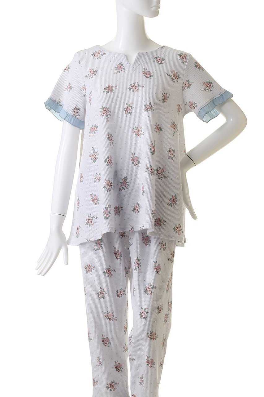 【キッドブルー/KID BLUE】のワッフルブーケドットPtトップ 人気、トレンドファッション・服の通販 founy(ファニー) 　ファッション　Fashion　レディースファッション　Fashion for Women　パジャマ　Pajamas, Sleepwear　プリント　Print, Printed Pattern　リラックス　Relax, Relaxed Fit　レース　Lace, Lace Fabric　ワッフル　Waffle, Waffle Knit　エレガント 上品　Elegant　other-2|ID: prp329100003973929 ipo3291000000031454840
