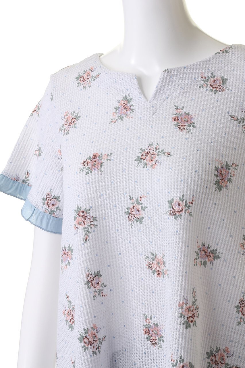 【キッドブルー/KID BLUE】のワッフルブーケドットPtトップ 人気、トレンドファッション・服の通販 founy(ファニー) 　ファッション　Fashion　レディースファッション　Fashion for Women　パジャマ　Pajamas, Sleepwear　プリント　Print, Printed Pattern　リラックス　Relax, Relaxed Fit　レース　Lace, Lace Fabric　ワッフル　Waffle, Waffle Knit　エレガント 上品　Elegant　other-5|ID: prp329100003973929 ipo3291000000031454843