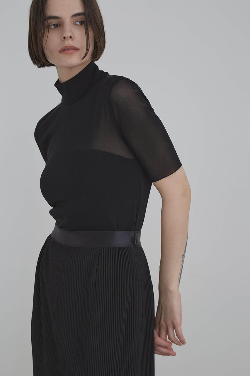 【ル フィル/LE PHIL】のチュールメッシュT 人気、トレンドファッション・服の通販 founy(ファニー) 　ファッション　Fashion　レディースファッション　Fashion for Women　トップス・カットソー　Cut & Sew Tops　シャツ・ブラウス・オフィスカジュアル　Elegant Blouses & Button-Ups　ロングTシャツ・Tシャツ　Longline T-Shirts & Tees　カットソー・ベーシックTシャツ　Cut-and-Sewn Tops / Stretch Tees & Basics　インナー　Innerwear　シアー　Sheer, See-Through　ショート　Short, Short Length　スリーブ　Sleeve, Long Sleeve / Short Sleeve　ハイネック　High Neck, Mock Neck　エレガント 上品　Elegant　 other-1|ID: prp329100003973931 ipo3291000000032845857